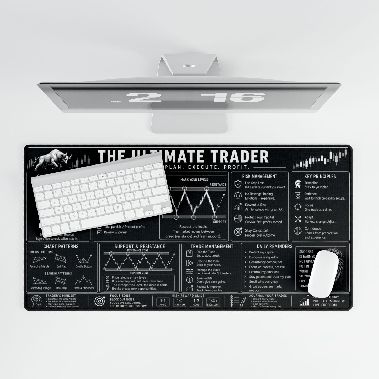 Ultimate Trader XL Desk Mat - Grey
