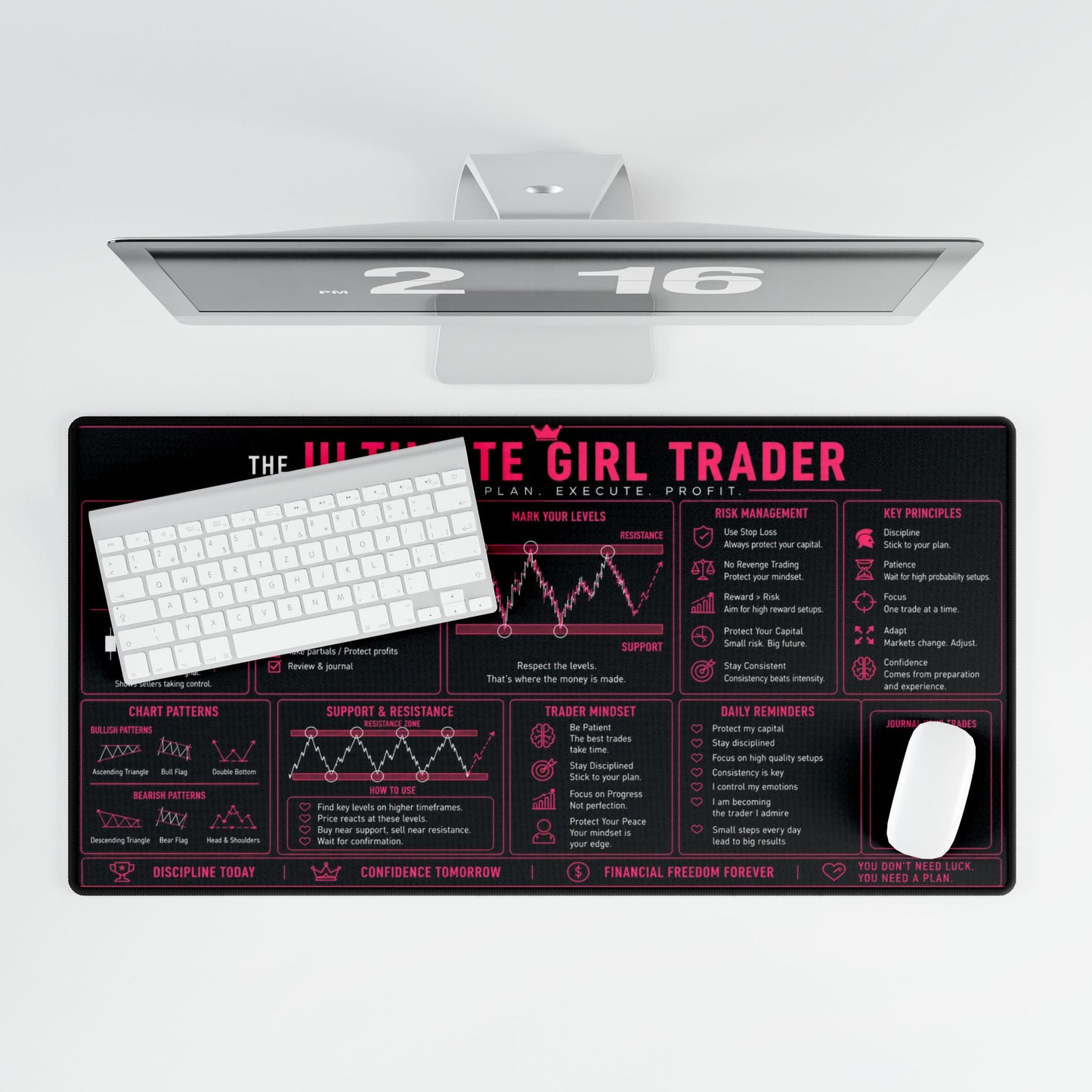 Ultimate Trader XL Desk Mat - Pink